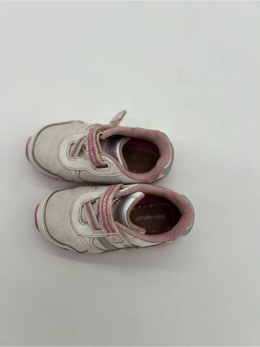 Stride Rite Girls White Pink Sneakers Sz 6.5 - Picture 2 of 7